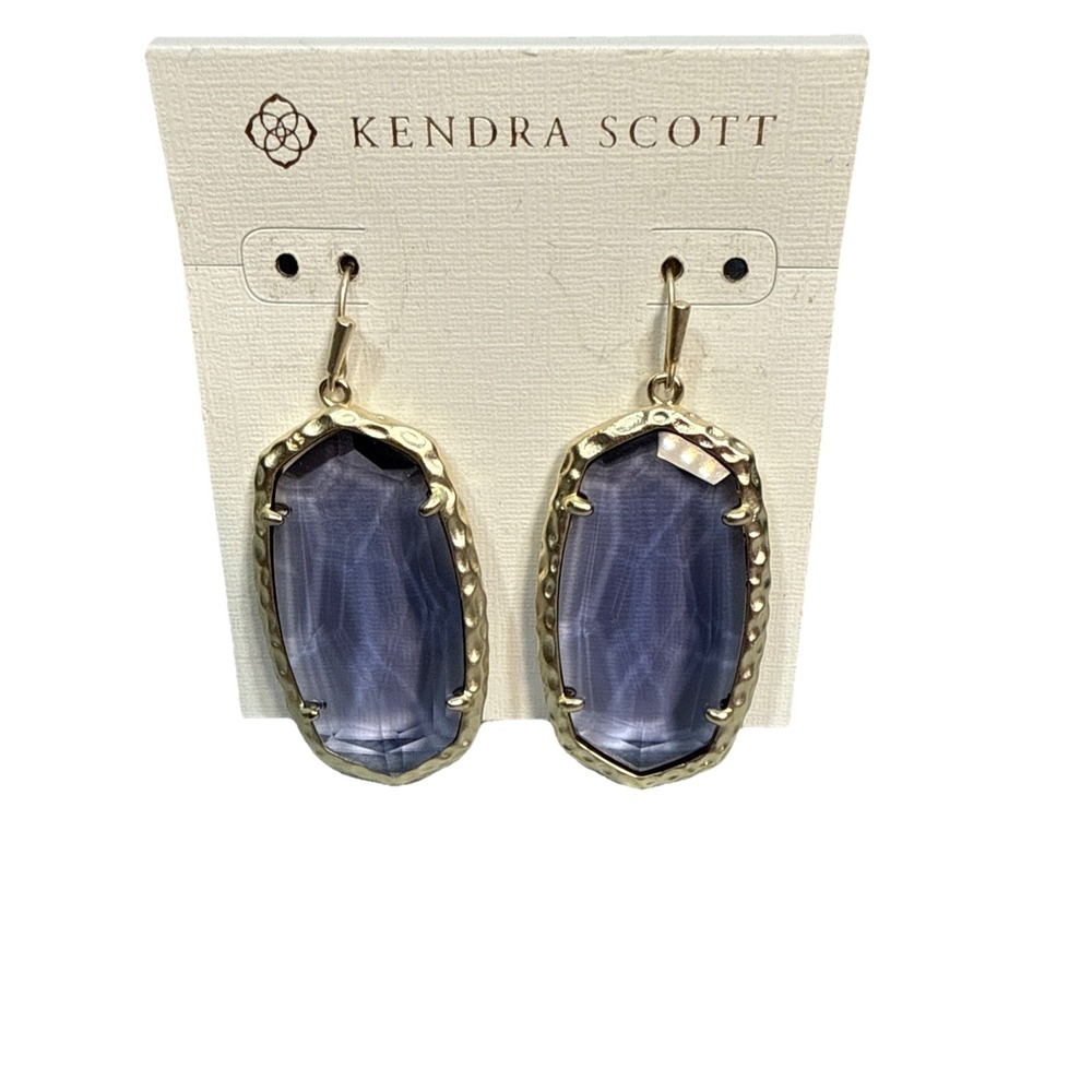 Kendra Scott Faceted Lavender Glass Drop Earrings with Gold Frame
